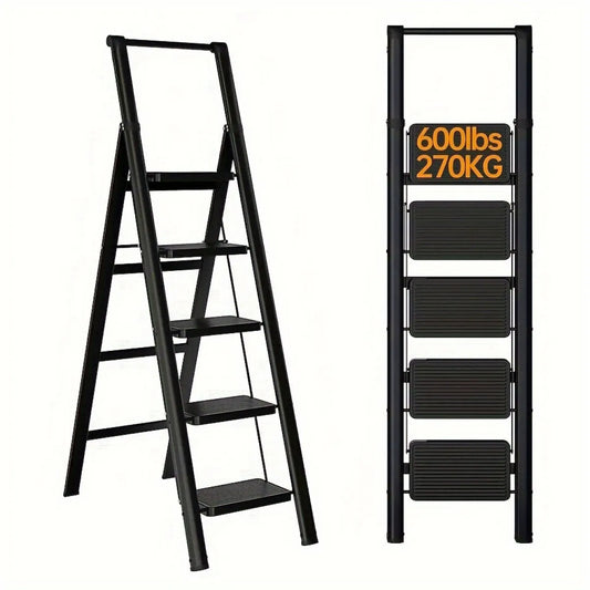 5-Step Folding Ladder Stool, Black