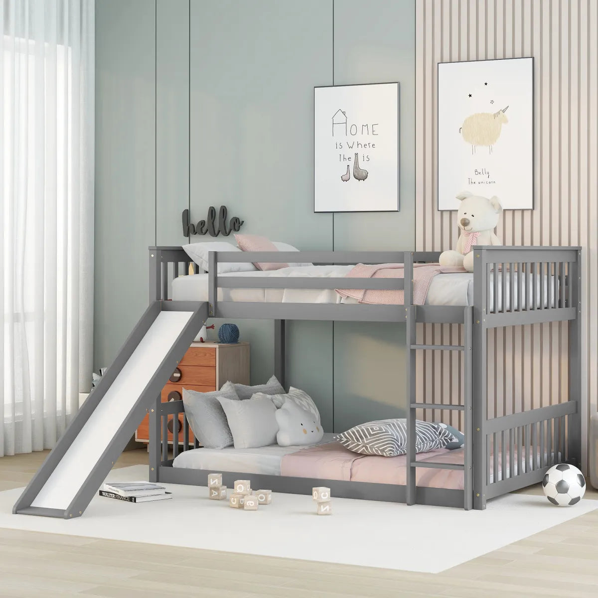 Full Over Full Bunk Bed with Slide – view 4