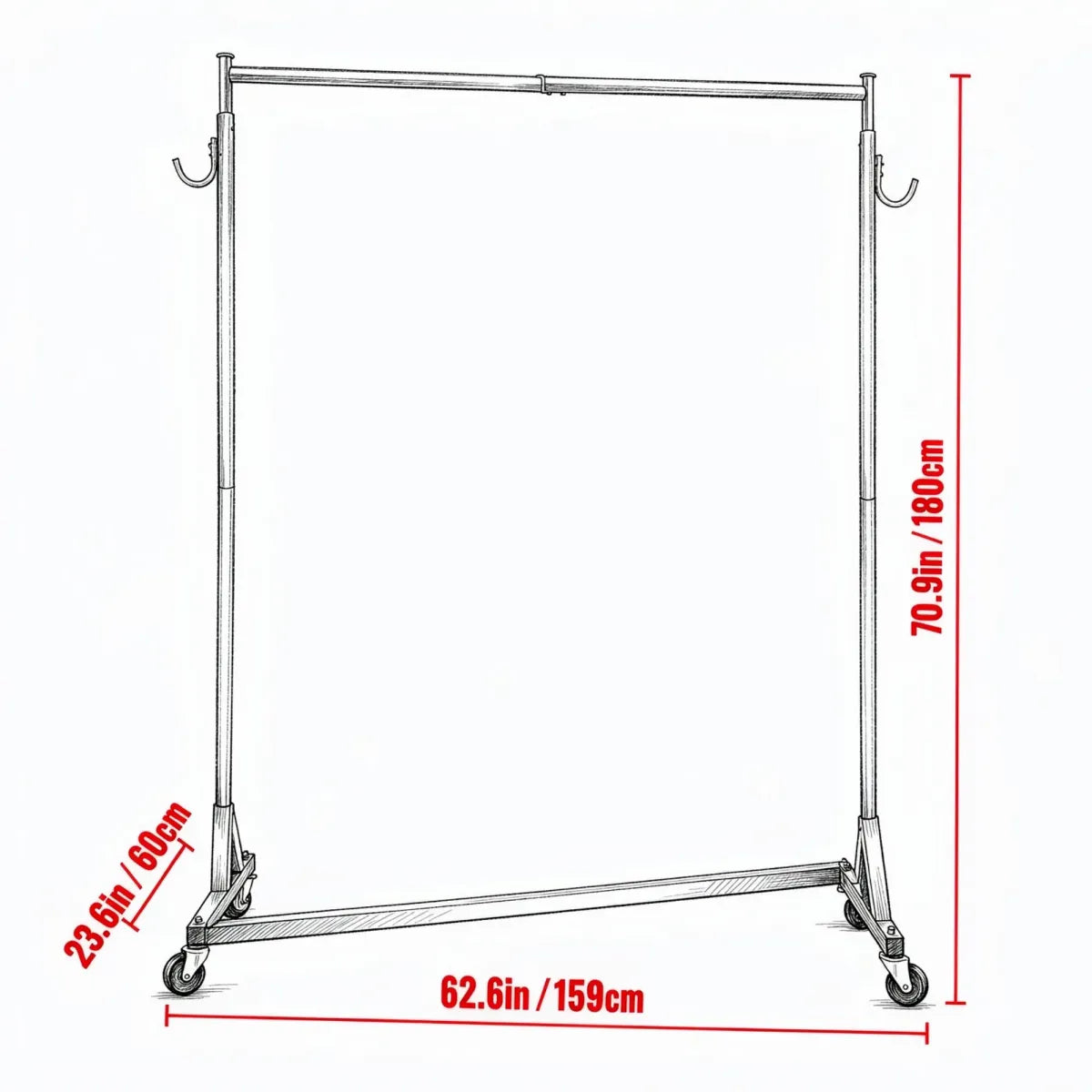 Z-Base Industrial Garment Rack – Heavy Duty Freestanding Clothes Rack