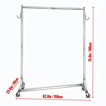 Z-Base Industrial Garment Rack – Heavy Duty Freestanding Clothes Rack