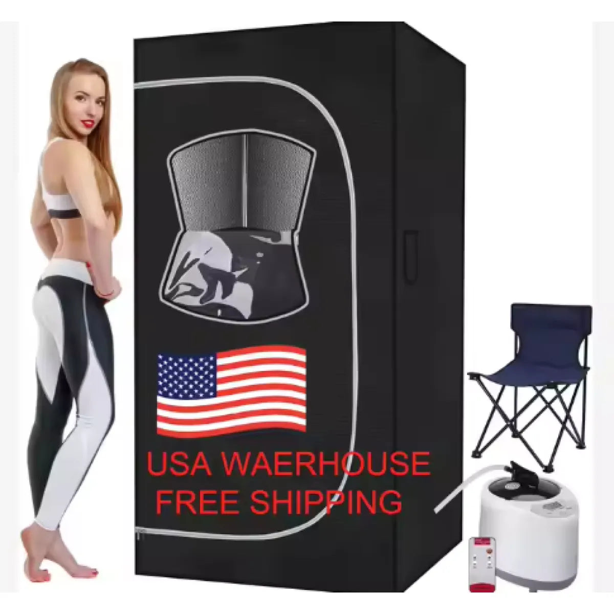 Portable Steam Sauna Tent – Foldable Full-Body Home Sauna with 2.6L Steamer