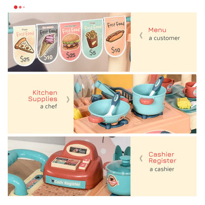 Kids Play Food Stand – Pretend Cashier Register Playset