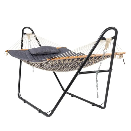 Double Hammock with Heavy-Duty Stand, Gray