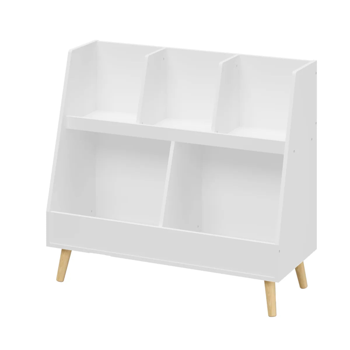 Kids 5-Cubby Wooden Bookshelf and Toy Organizer