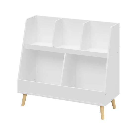 Kids 5-Cubby Wooden Bookshelf and Toy Organizer