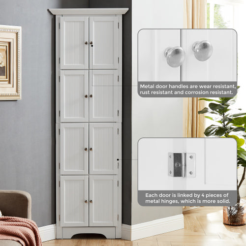 Tall storage cabinet with 4 shelves, white