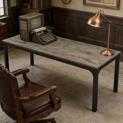 Rectangle executive office desk, black grey