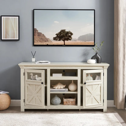 Farmhouse Barn Door TV Stand with Cabinet Storage – view 2