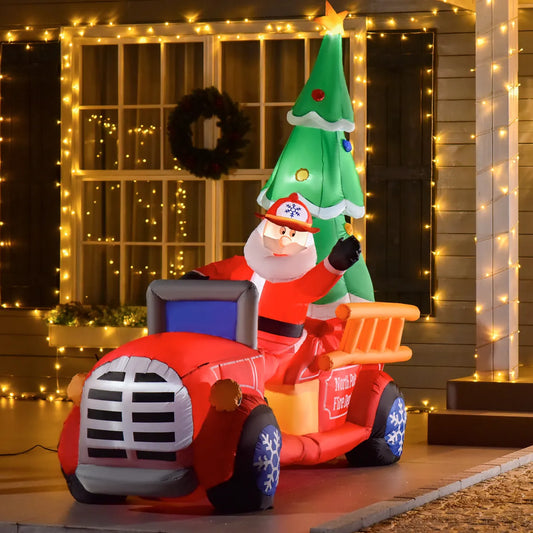 7.5ft Christmas Inflatable Santa Driving Fire Truck with LED Lights