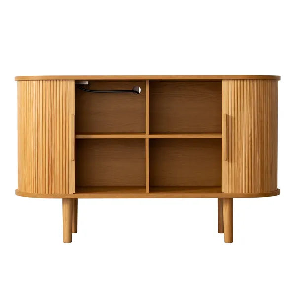 Fluted sideboard buffet cabinet with tambour doors