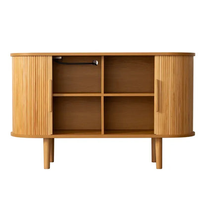 Fluted sideboard buffet cabinet with tambour doors