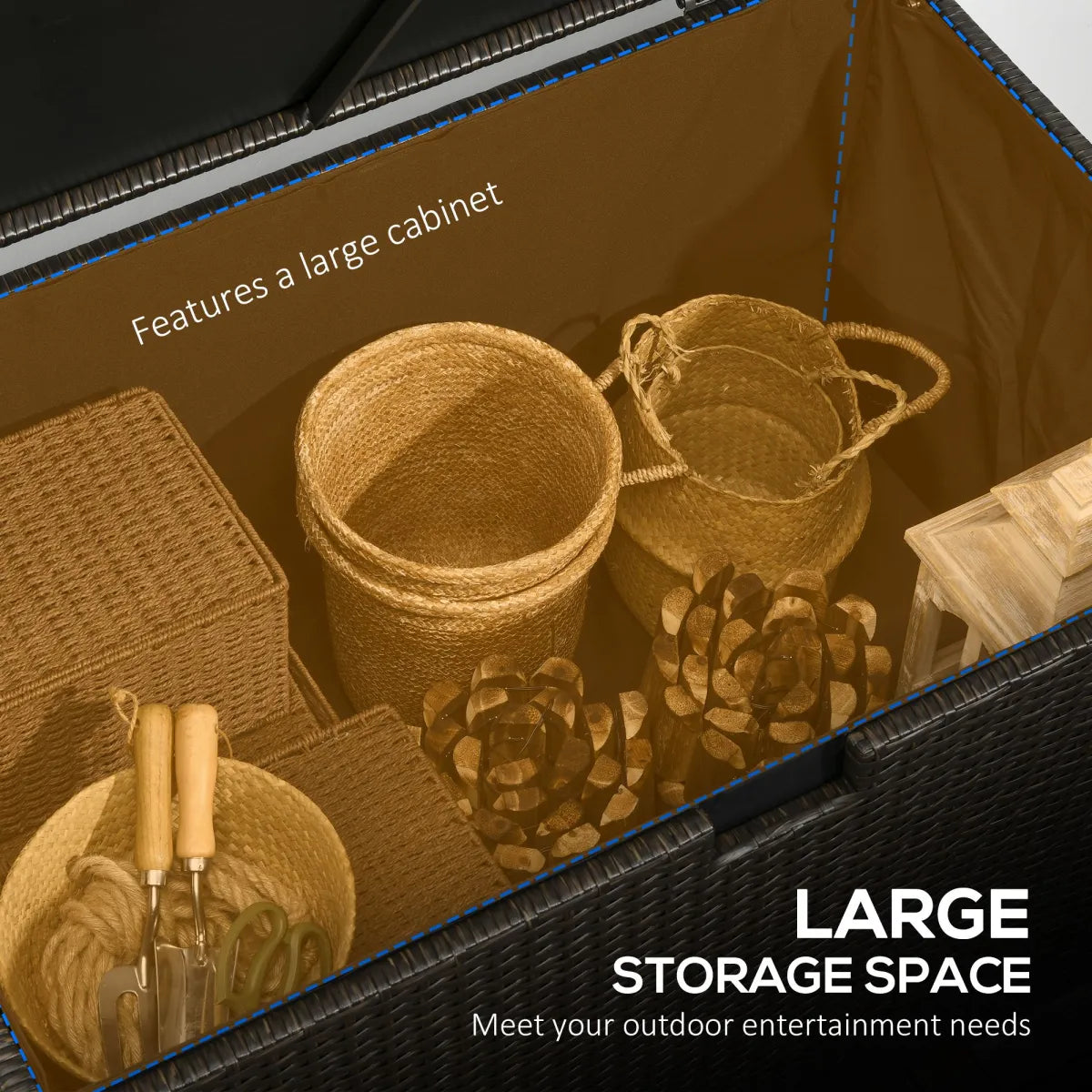 113 Gallon Rattan Outdoor Deck Storage Box, Brown