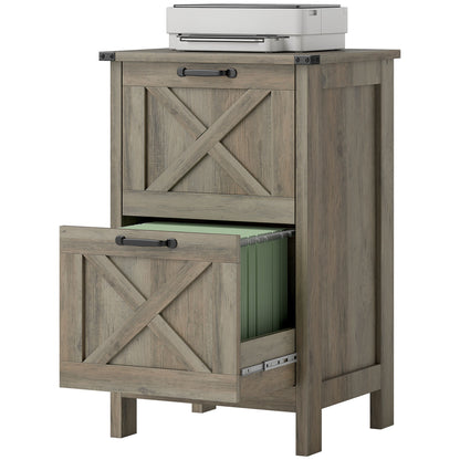 Rustic farmhouse 2-drawer file cabinet, distressed gray