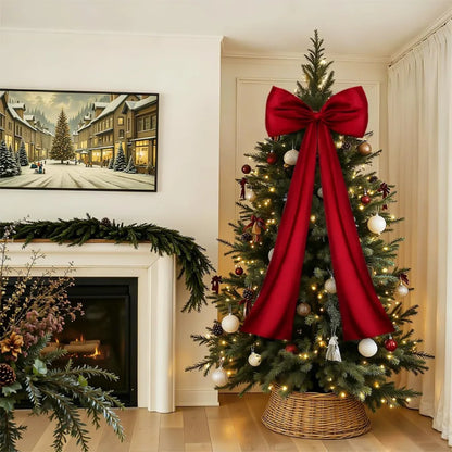 Large Wine Red Satin Christmas Tree Topper Bow