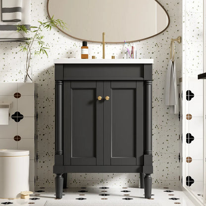 24" Bathroom Vanity with Sink, Modern Storage Cabinet