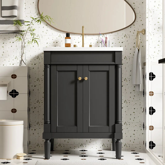 24" Bathroom Vanity with Sink, Modern Storage Cabinet