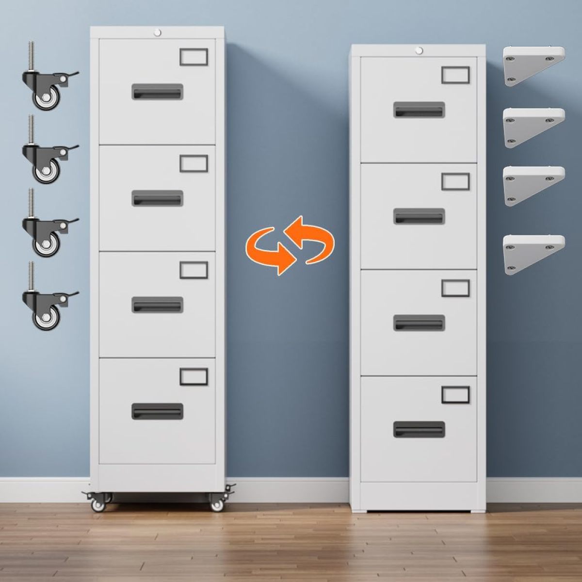 4-Drawer Lockable File Cabinet - wheels