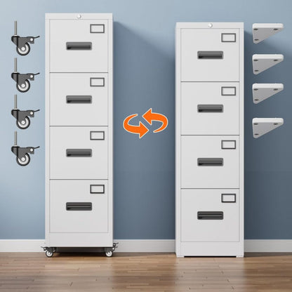 4-Drawer Lockable File Cabinet - wheels