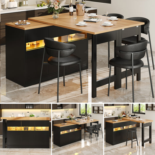 Extendable LED bar table, black