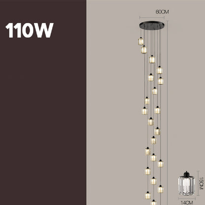 Disc-style glass chandelier, black