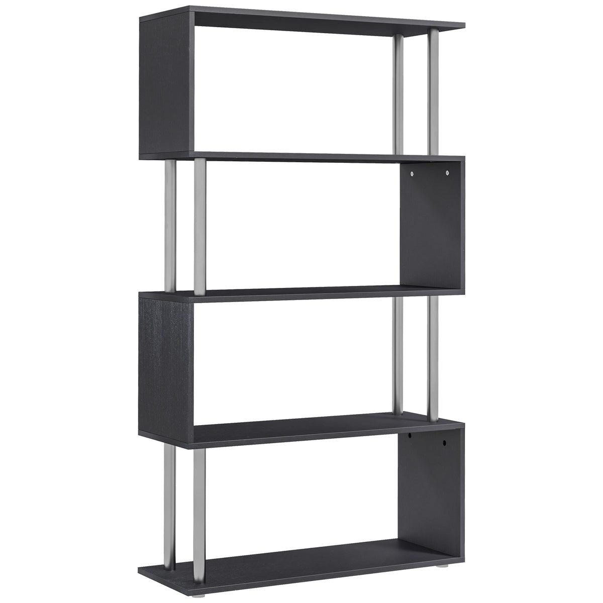 S-shaped 5-tier bookcase and room divider, black
