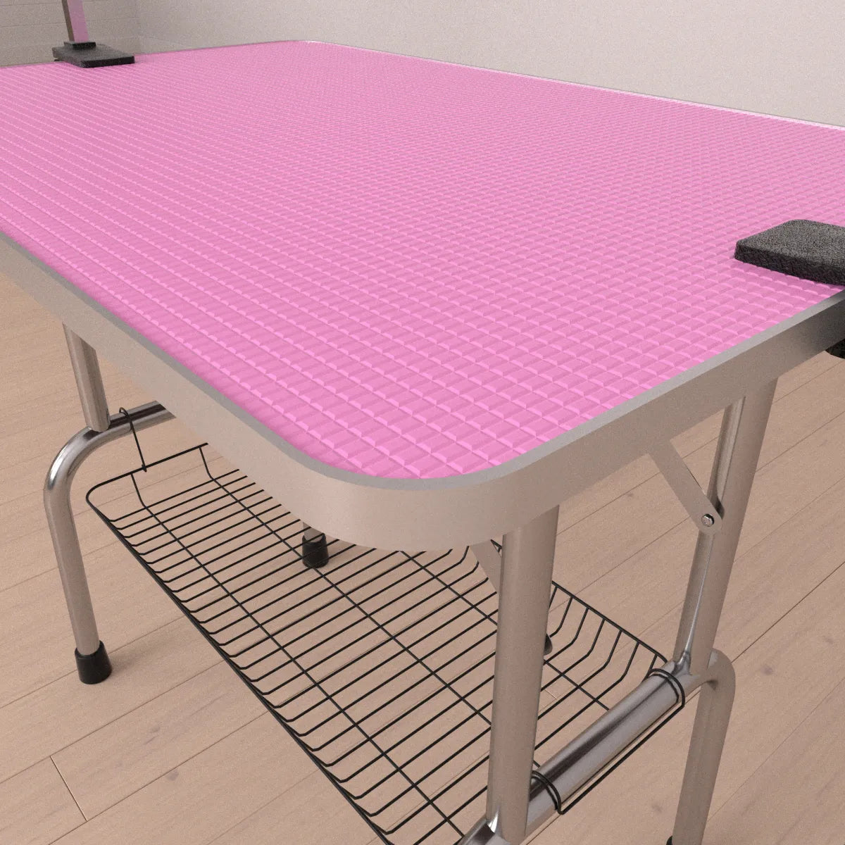 Folding Dog Grooming Table with Adjustable Arm, Pink