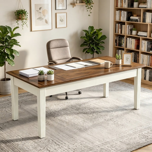 Sturdy MDF home office desk, natural wood