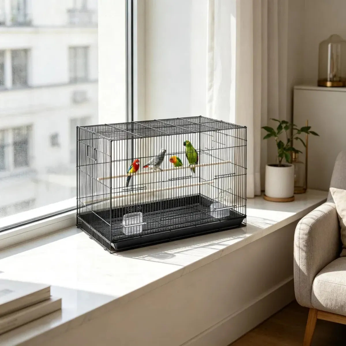 Easy-Clean Metal Bird Cage – Parrot and Finch Home