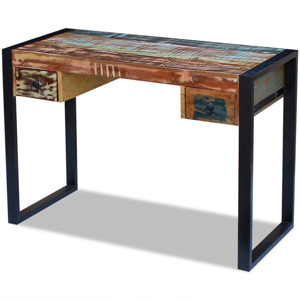 Reclaimed wood desk with steel frame