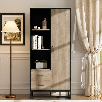 Modern highboard cabinet, wood and black