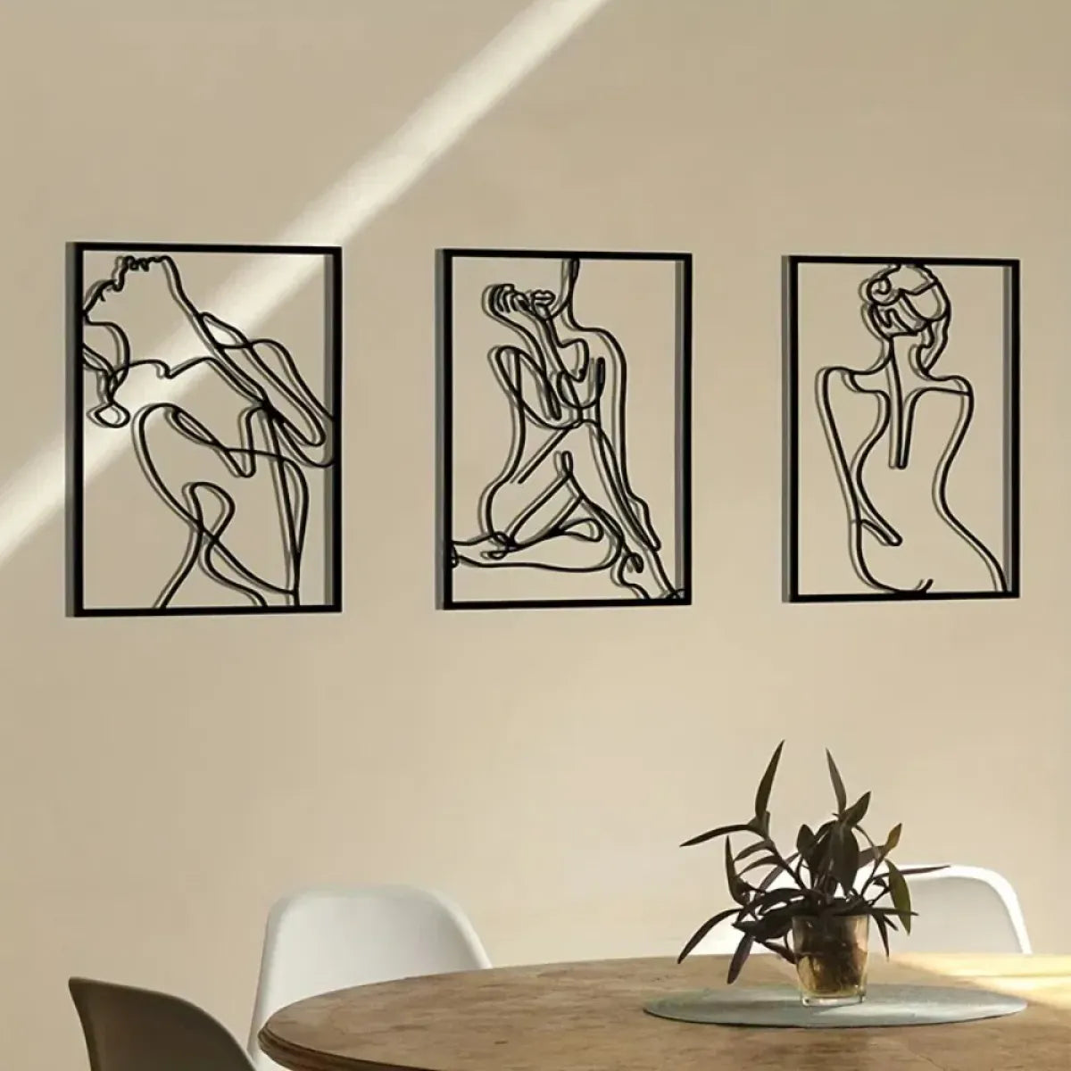 3-Piece Abstract Line Art Wall Sculpture Set, Modern Minimalist Decor