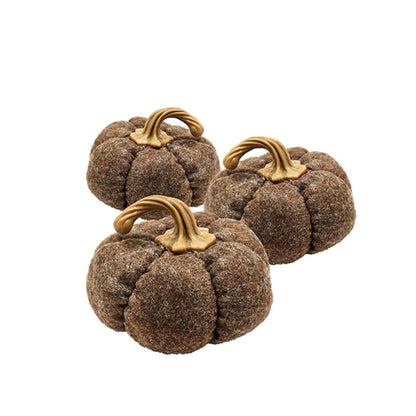 Set of 3 Decorative Fall Pumpkins, Brown