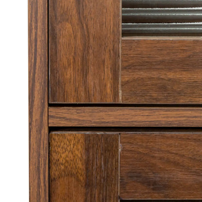 Walnut Bookcase with Fluted Glass Doors