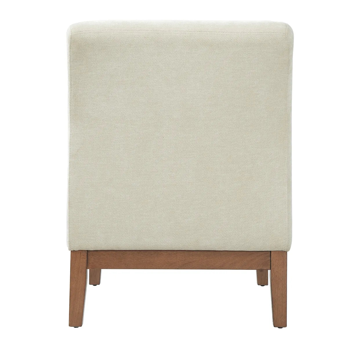 Beige Fabric Accent Chair with Walnut Frame