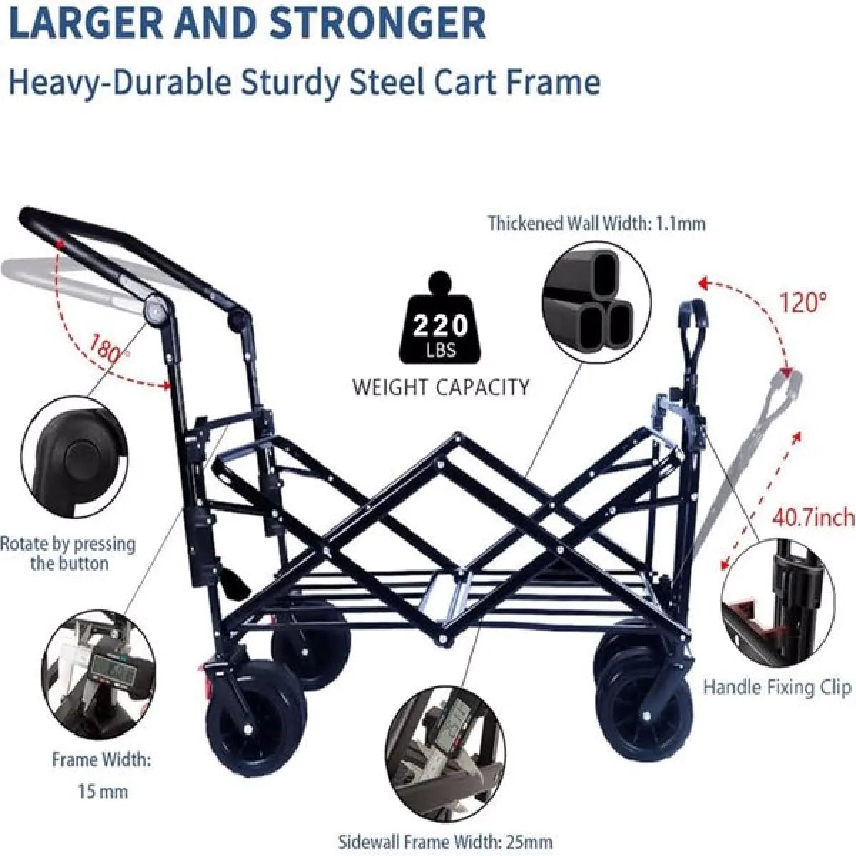 Collapsible Heavy-Duty Folding Wagon – Removable Canopy, All-Terrain Wheels