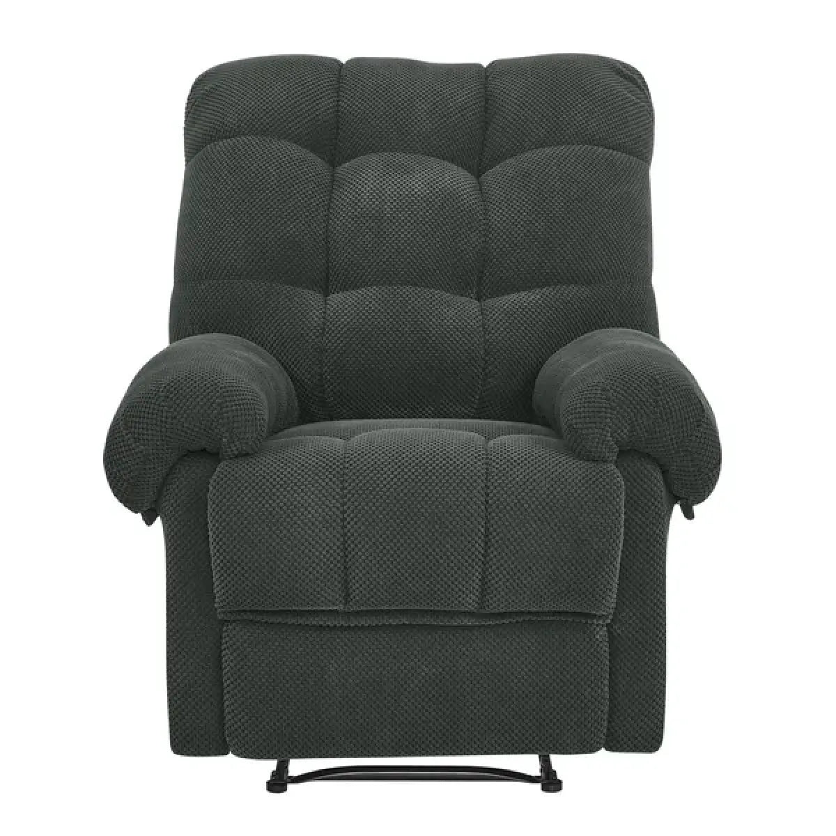 Dark Gray Overstuffed Recliner Chair – Manual Recliner with Padded Footrest, Home Theater Seating – view 4
