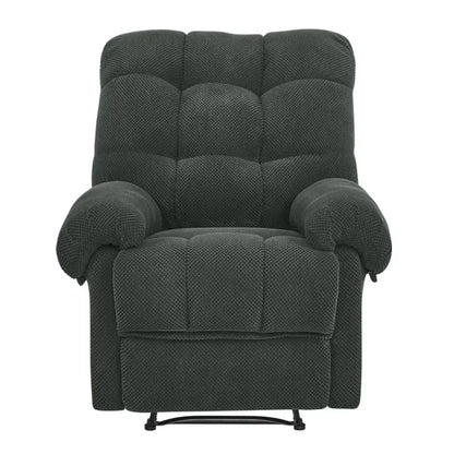 Dark Gray Overstuffed Recliner Chair – Manual Recliner with Padded Footrest, Home Theater Seating – view 4