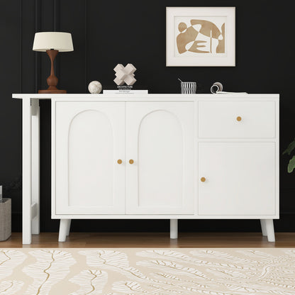 2-in-1 swivel desk and sideboard, white