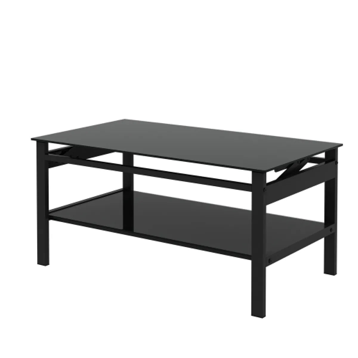 Glass Lift-Top Coffee Table – Modern 2-Layer Tempered Glass Living Room Table