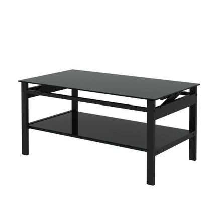 Glass Lift-Top Coffee Table – Modern 2-Layer Tempered Glass Living Room Table