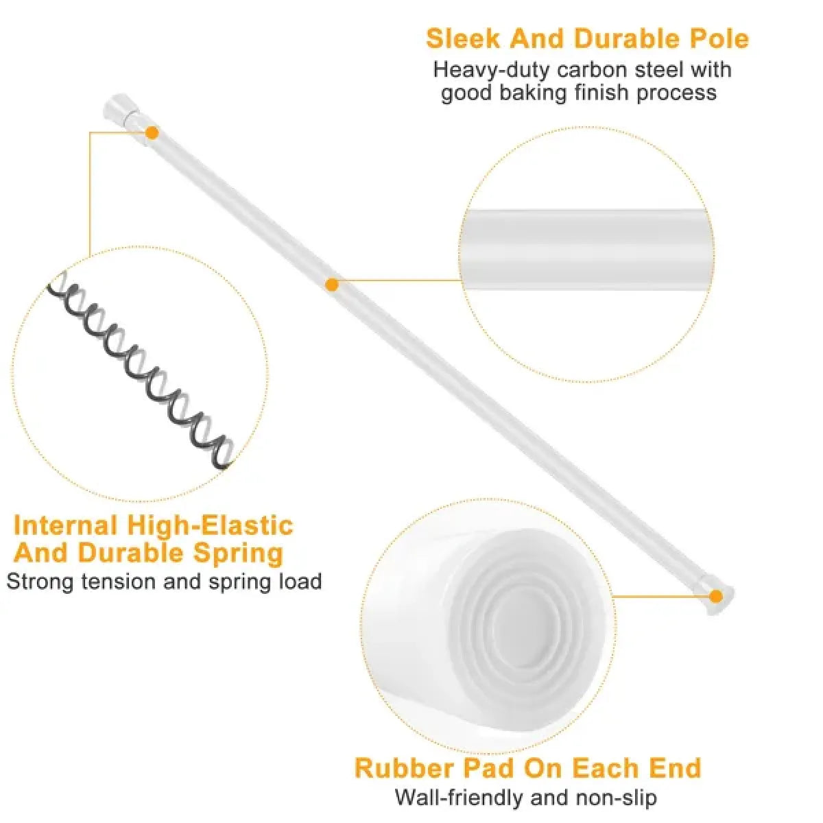 Spring Tension Curtain Rod – Heavy-Duty Steel No-Drill Pole