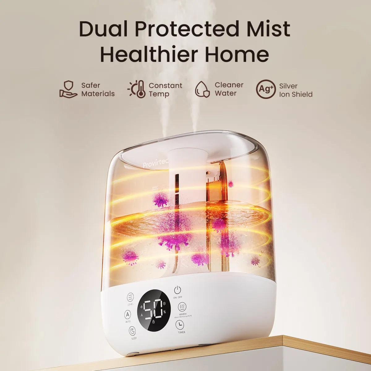 6L Warm & Cool Mist Humidifier – Top-Fill, Self-Cleaning for Large Rooms