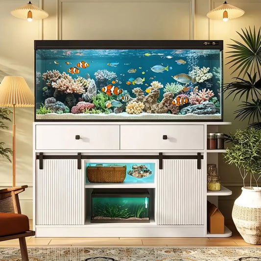 75 Gallon Fish Tank Stand with LED Light and Power Outlets