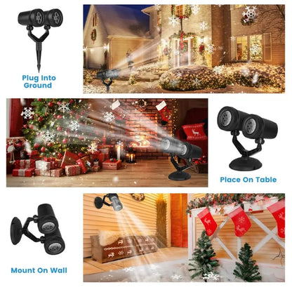 Dual-Head Christmas Snowflake Projector Stake Light