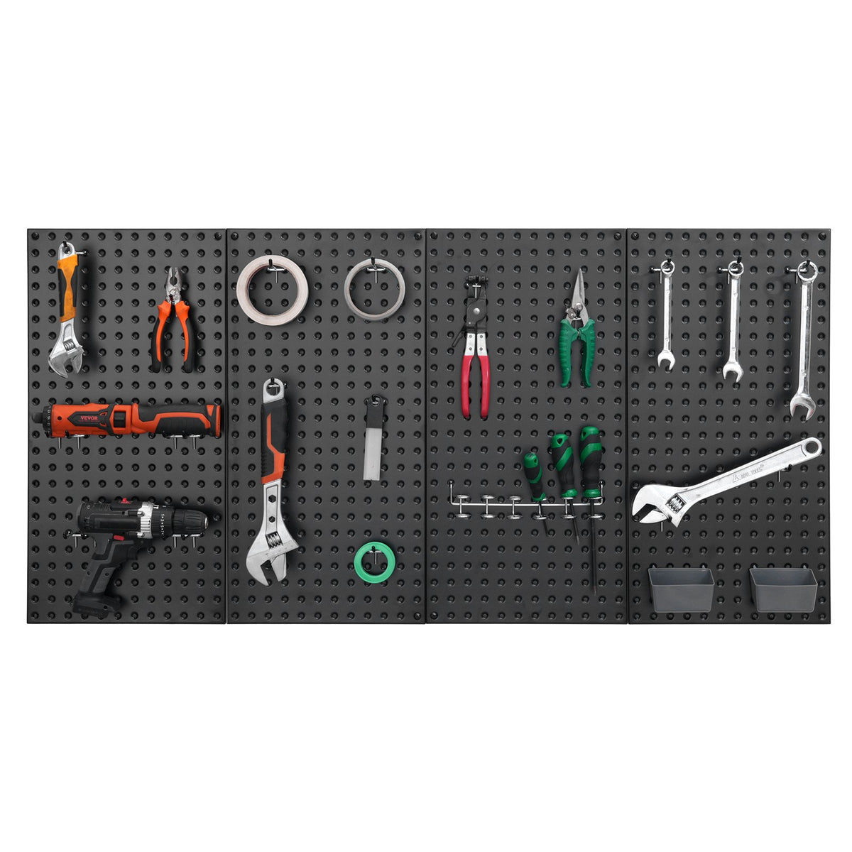 Heavy-duty metal pegboard panels set of 4, black