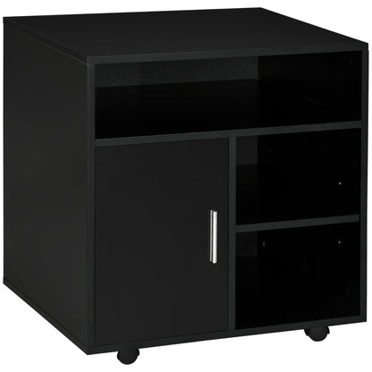 Mobile printer stand with storage, black