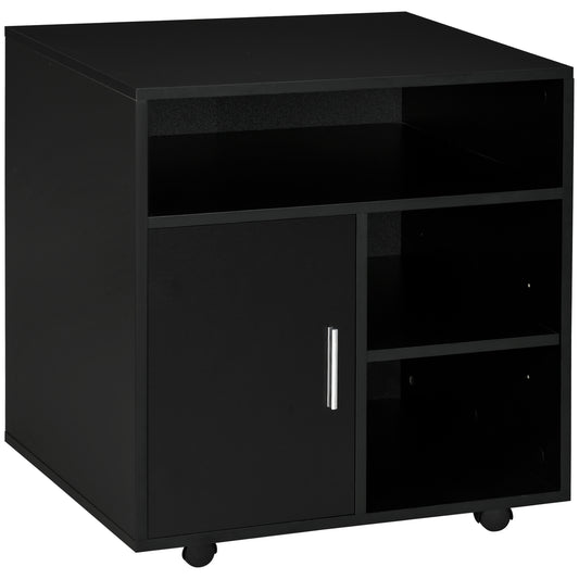 Mobile printer stand with storage, black
