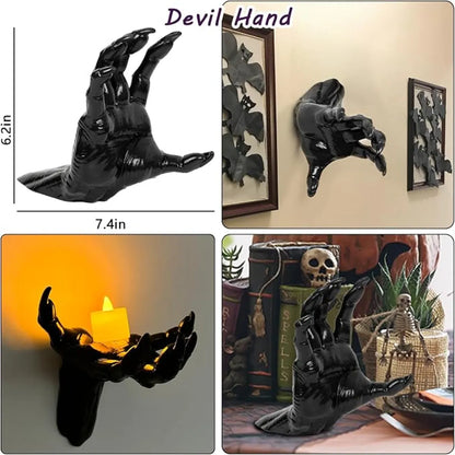 Set of 3 Creepy Hands with Candles, Halloween Wall Decor for Indoor Home and Haunted House