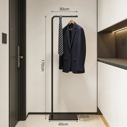 Freestanding Clothing Rack with Marble Base, Gold Metal