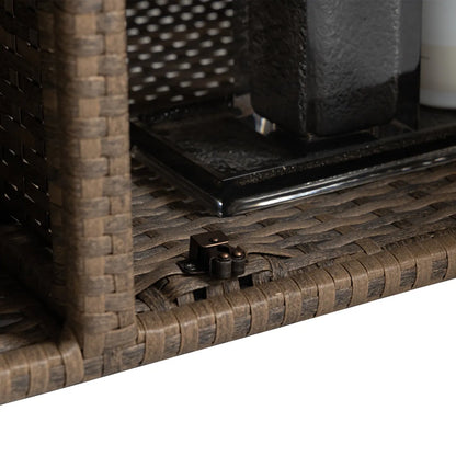 Outdoor Wicker Rolling Bar Cart with Glass Top – view 3